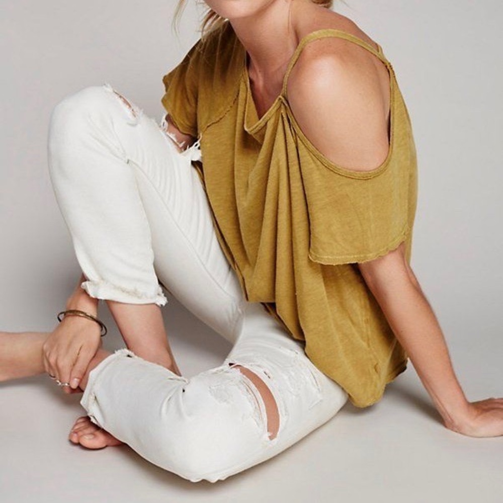 Free People / We the Free • Coraline Gold Top - Picture 1 of 5